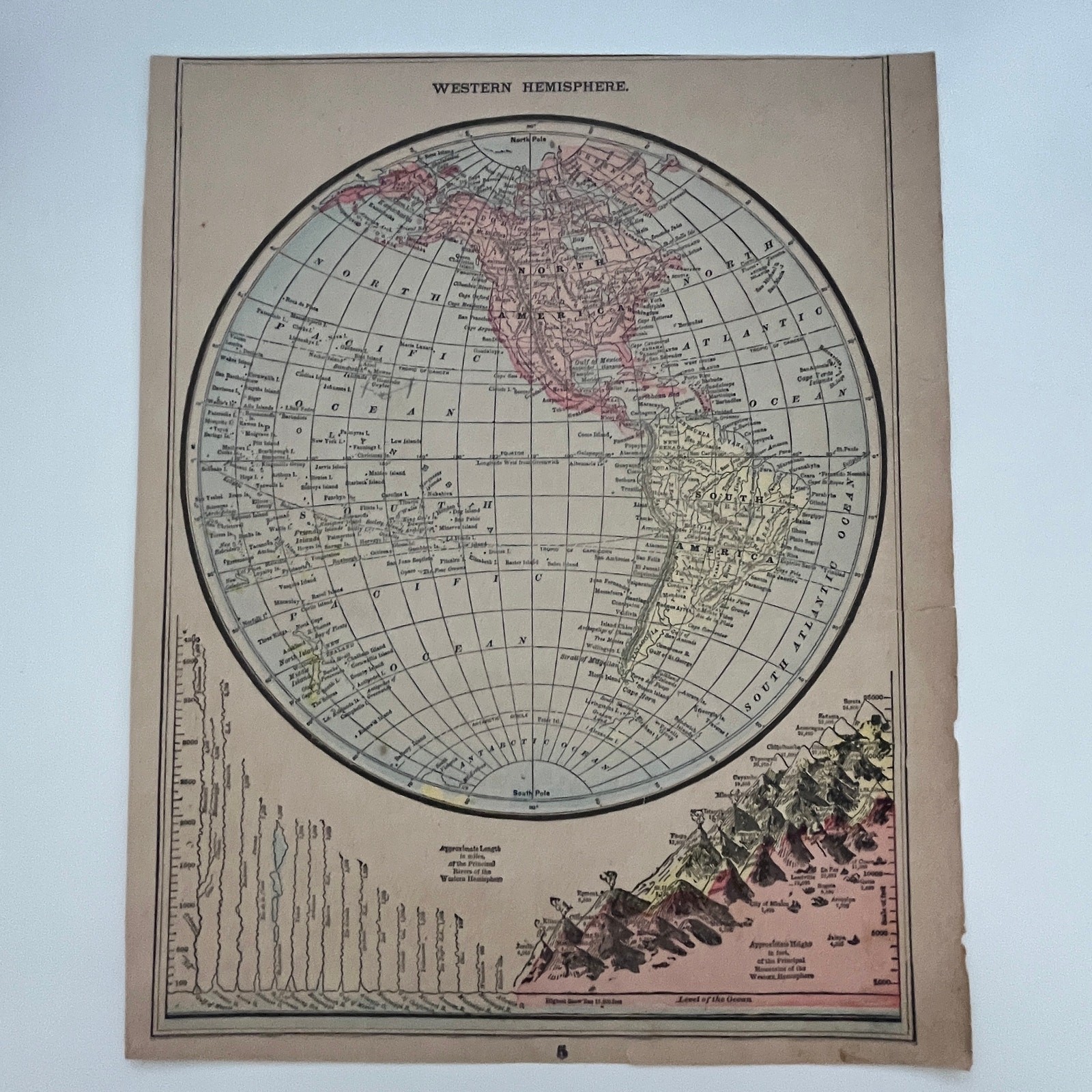 Map of Western Hemisphere and North America 1894 Map SV1-6