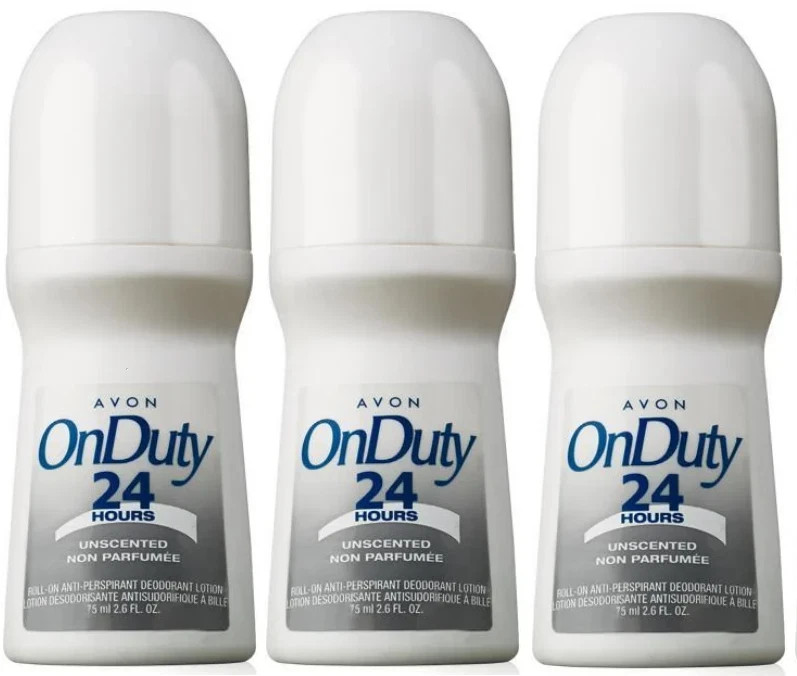 Avon 24Hour Unscented Antiperspirant Roll-on Deodorant 2.6oz (PACK OF 3)