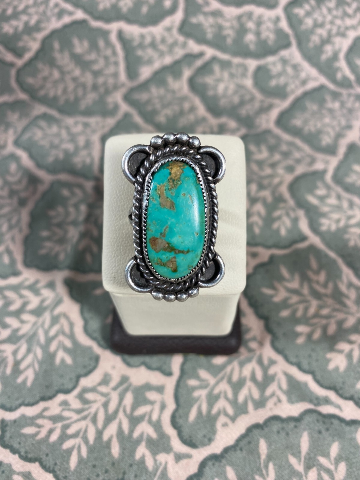 Vintage Vickie Tortalita Kewa Santo Domingo Turquoise Silver Ring Size 6.25-6.5