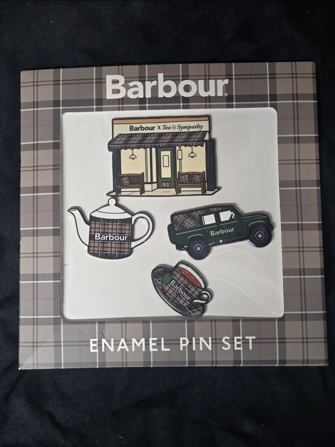 Barbour Tartan Limited Edition Tea & Symphony Enamel Pins NYC Set