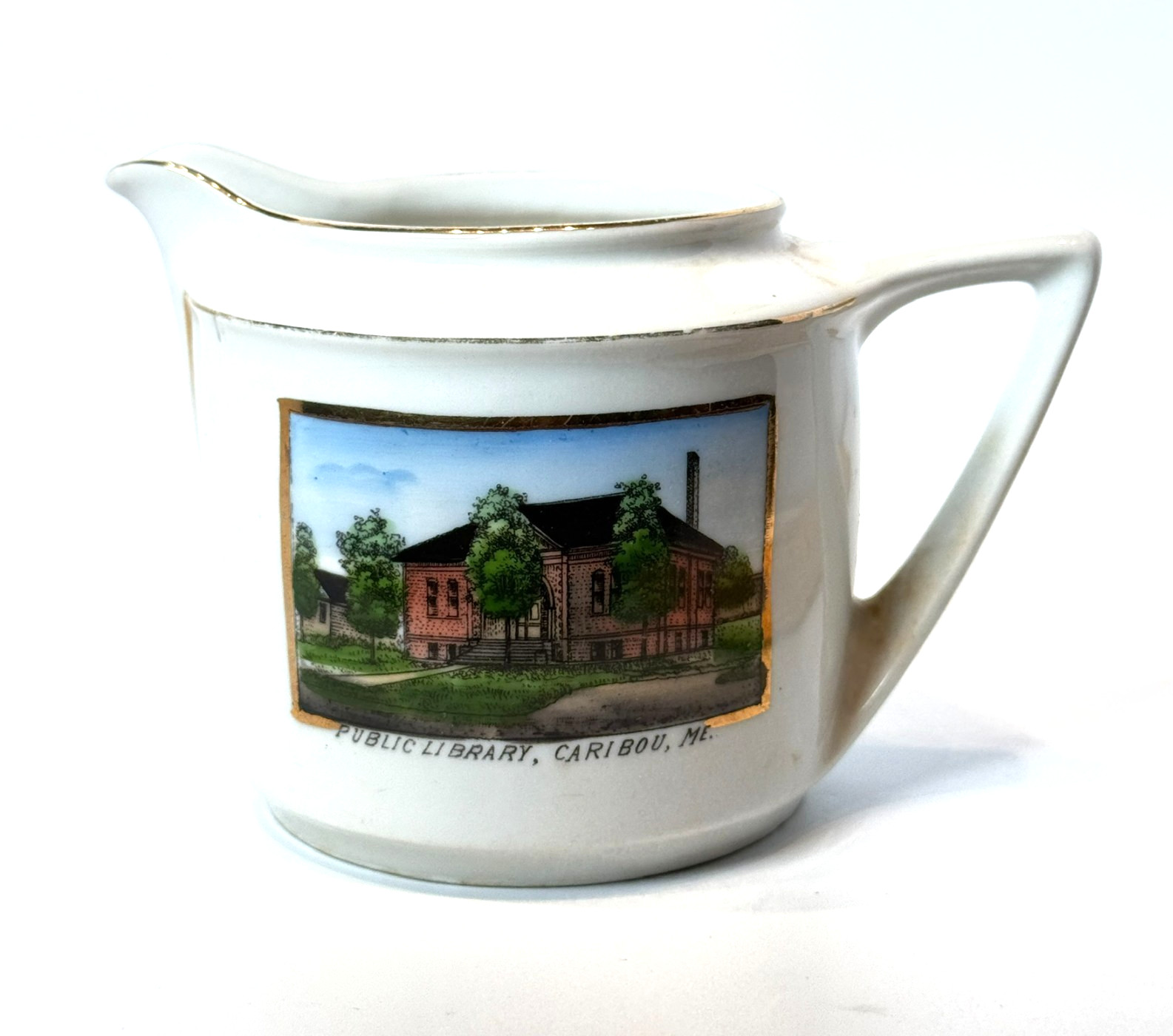 CARIBOU - LIBRARY - MAINE ME Antique Souvenir China TRINKET CREAMER CARIBOU - LIBRARY - MAINE ME Antique Souvenir China TRINKET CREAMER