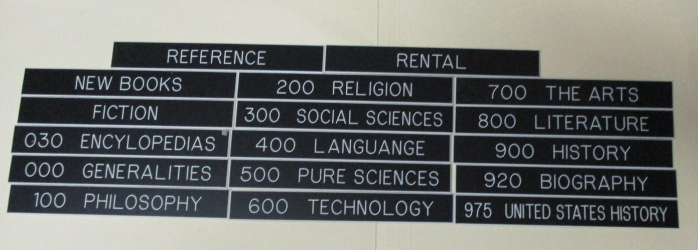 Vtg Demco Library Dewey Shelf Markers (PRD# 12710020)