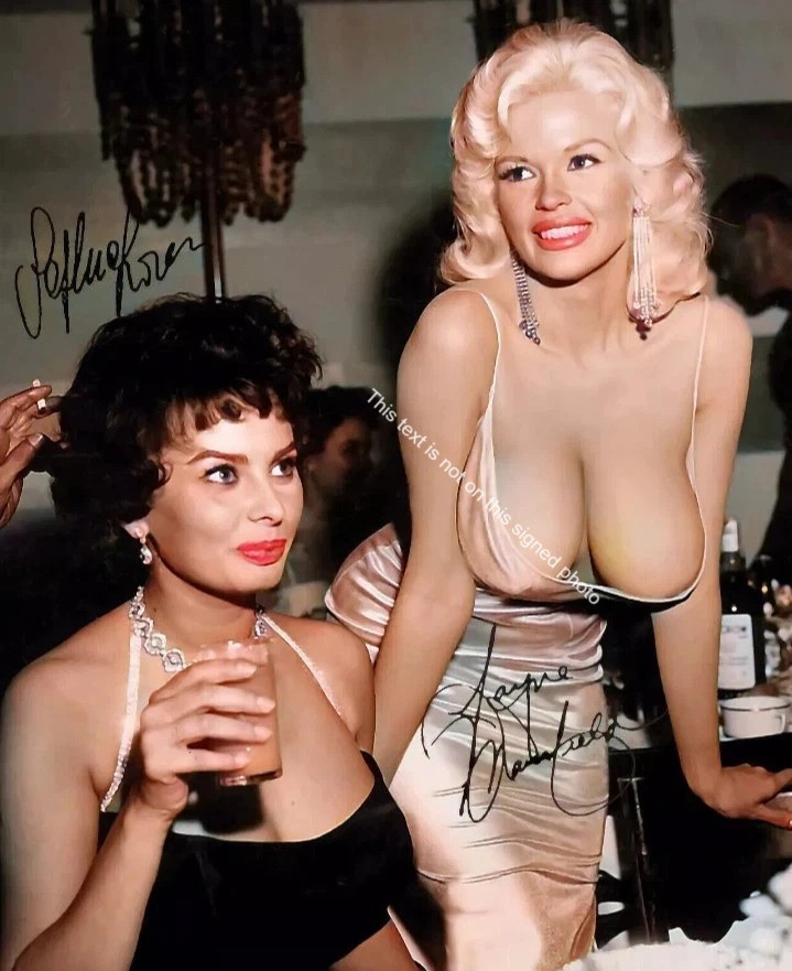 Sophia Loren Jayne Mansfield Signed Autograph 8x10 Photo Hollywood Actress HD182