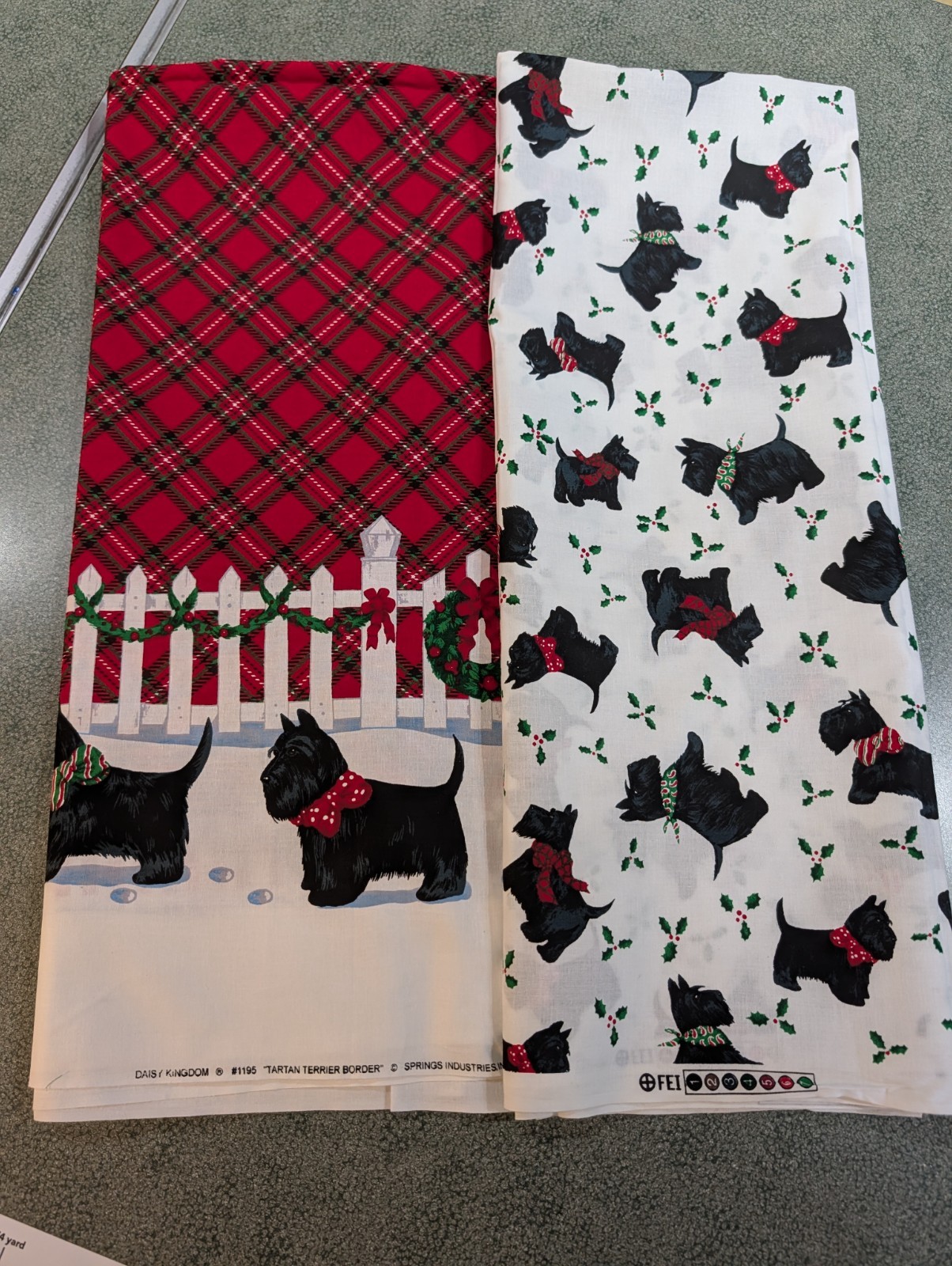 Vintage Daisy Kingdom Fabric Bundle Christmas Scottie Dogs Tossed Holly & Tartan Vintage Daisy Kingdom Fabric Bundle Christmas Scottie Dogs Tossed Holly & Tartan