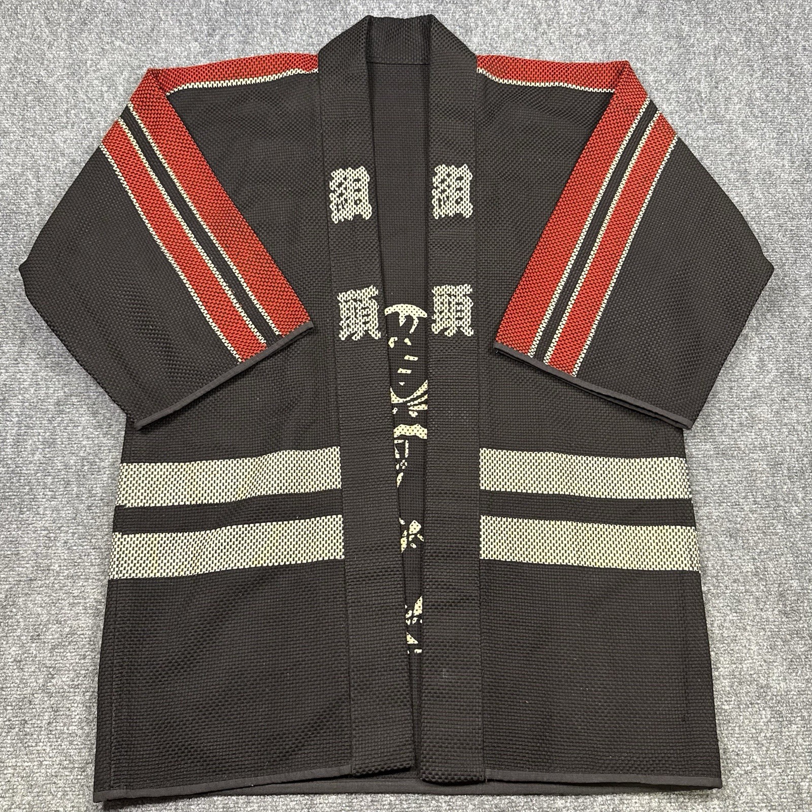 Vtg Reversible Japanese Fireman Jacket Sashiko Hanten Matoi Graphic Hikeshi Coat