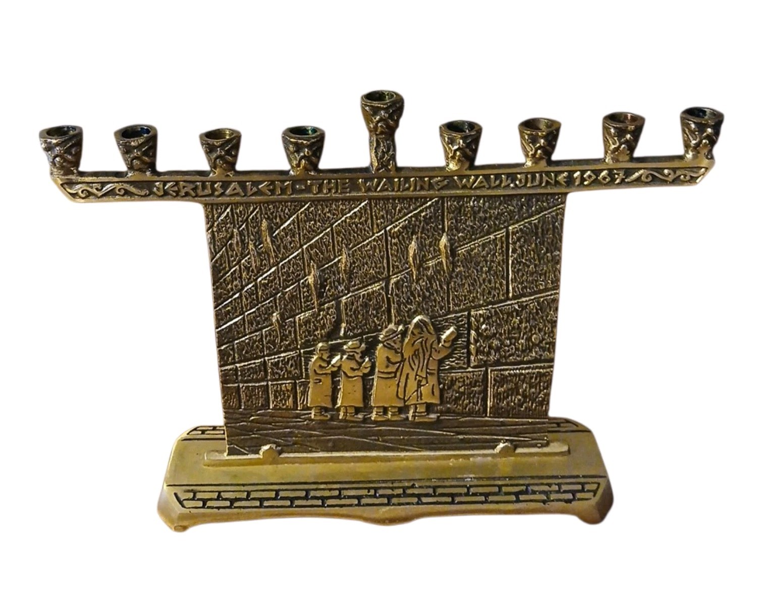 Vtg Solid Brass The Wailing Wall Menorah June 1967 Made in Jerusalem Chamukkah Vtg Solid Brass The Wailing Wall Menorah June 1967 Made in Jerusalem Chamukkah