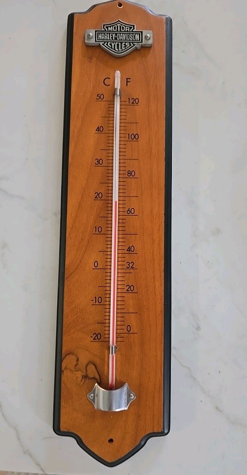 Vintage Harley Davidson Logo Collectable Wooden Indoor Thermometer 12.75 Vintage Harley Davidson Logo Collectable Wooden Indoor Thermometer 12.75