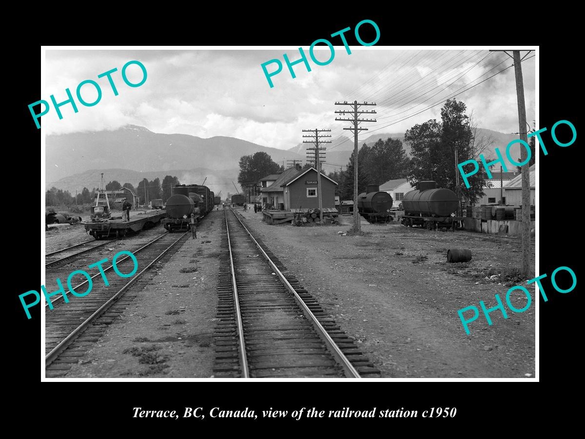 Terrace Bc Canada The Railroad Depot Station c1950 Large Historic Old Photo