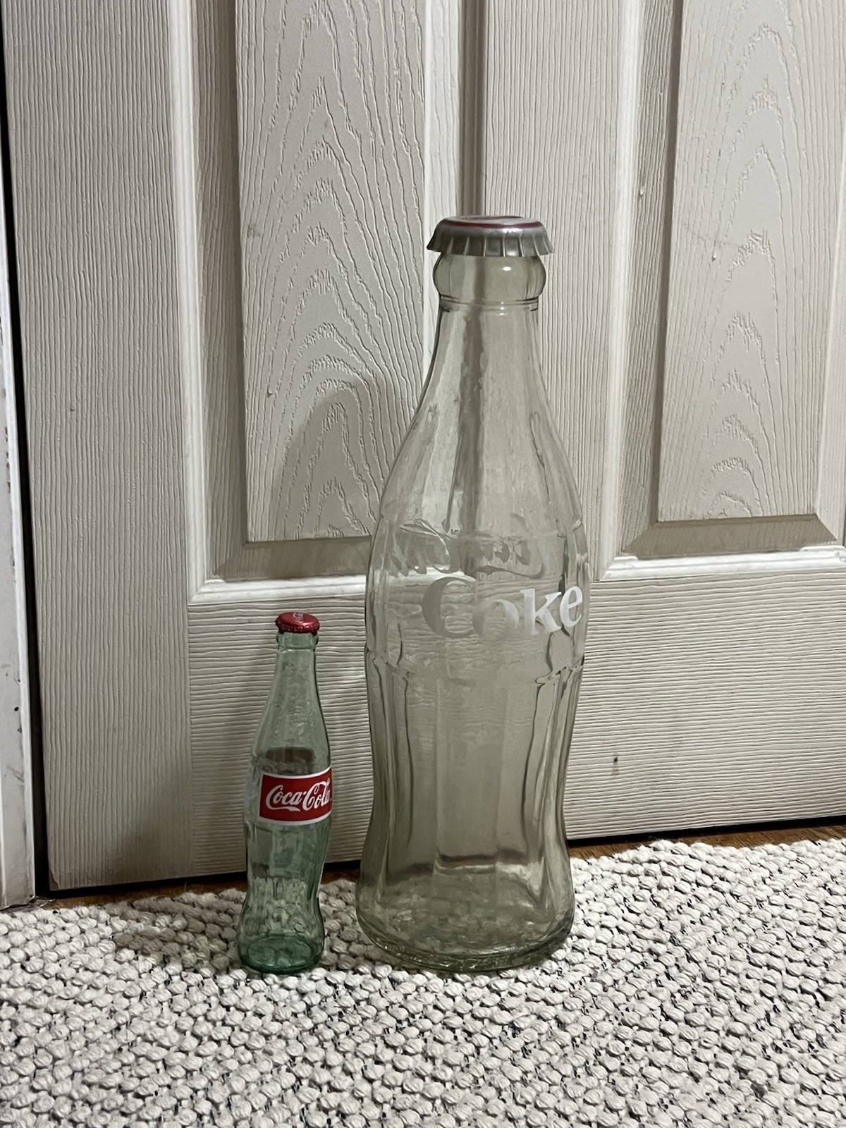 Coca Cola Clear Glass Bottle Embossed Logo Collectable Jumbo 20 Inch Soda Theme Coca Cola Clear Glass Bottle Embossed Logo Collectable Jumbo 20 Inch Soda Theme