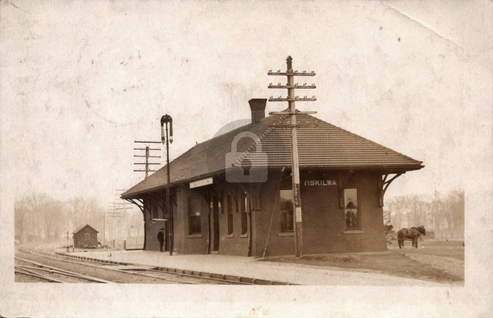 Tiskilwa IL Illinois CRI&P Railroad Depot 1908 RPPC Photo Postcard COPY