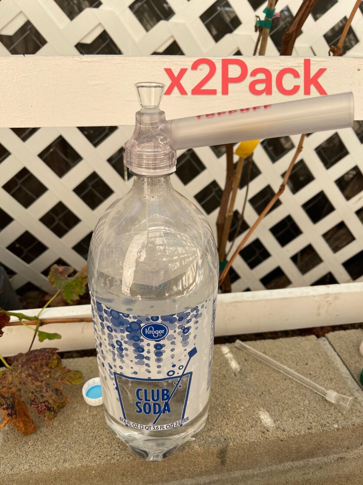 2Pack Clear Whitet Portable Screw-on Water Bottle Converter Glass Bong Hookah