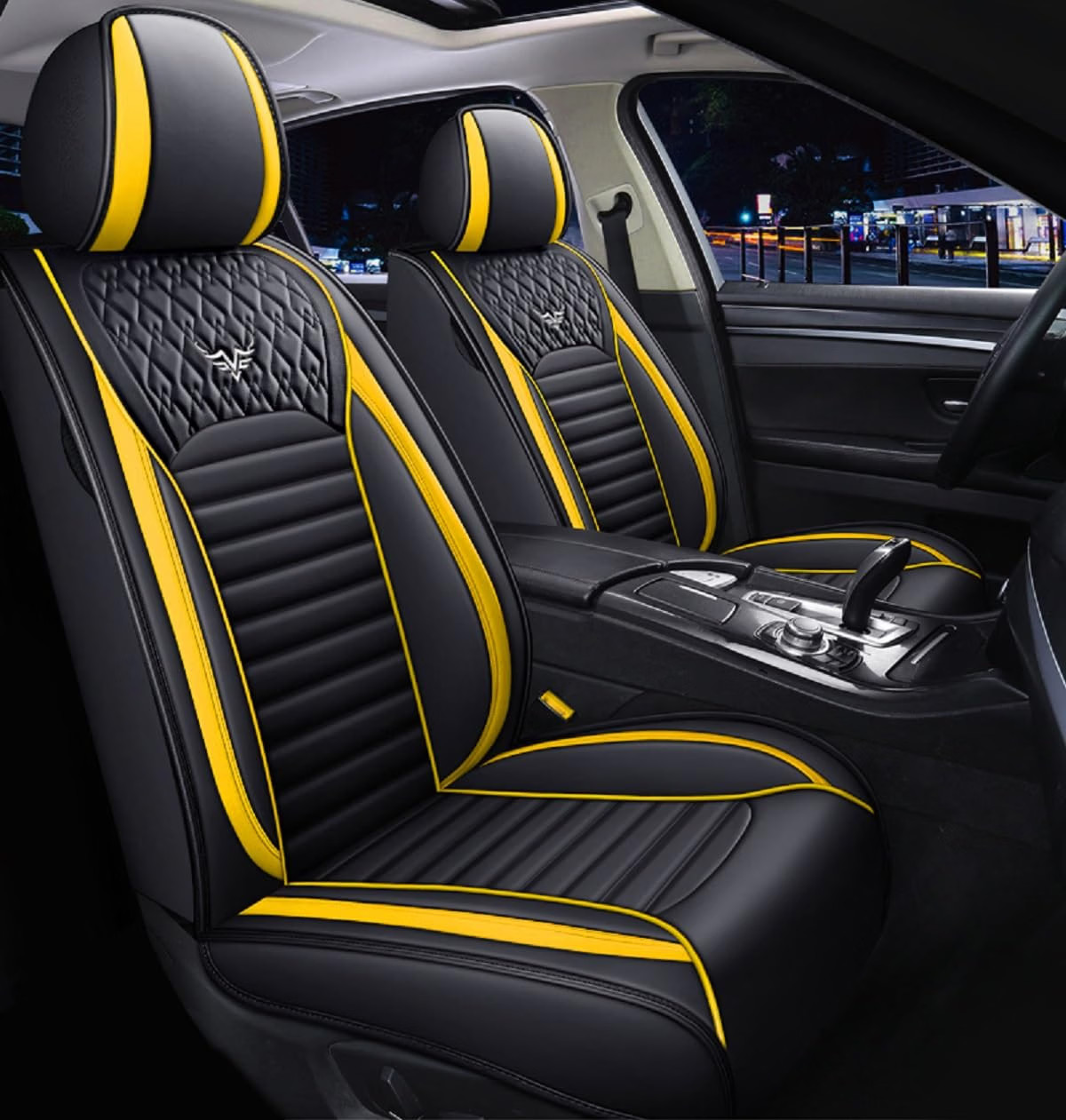 S02 Leather Car Seat Covers 5 Seats Front & Rear Seat Protector Black&yellow NEW S02 Leather Car Seat Covers 5 Seats Front & Rear Seat Protector Black&yellow NEW