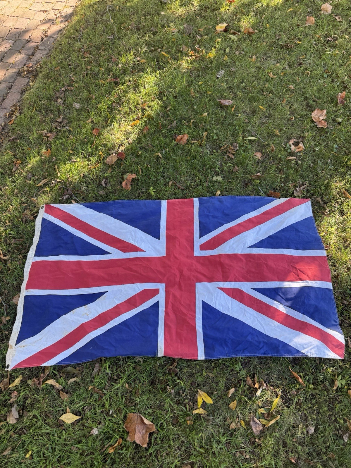 Vintage Union Jack Flag British UK Nylon Cotton Grommets Large Sewn Fabric