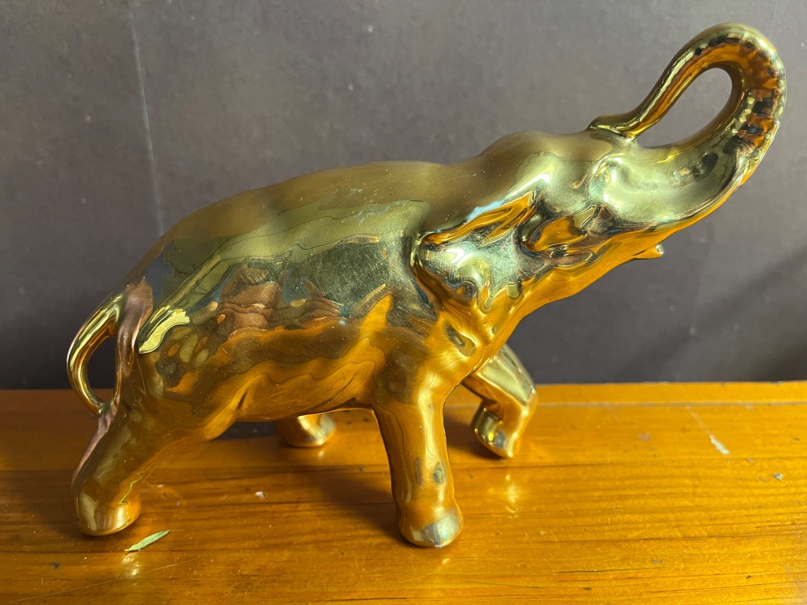 Vintage MCM Gold Ceramic Elephant Mid Century Modern Retro