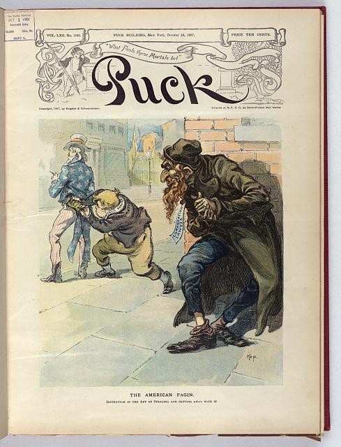 New York NY 1907 Puck Cover The American Fagin Uncle Sam Pickpocket Cartoon