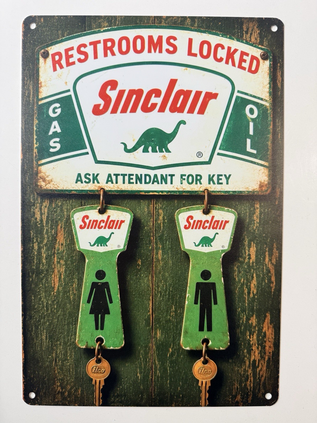 Sinclair Oil Corporation Sign - Sinclair Dino - Vintage Restrooms Sign