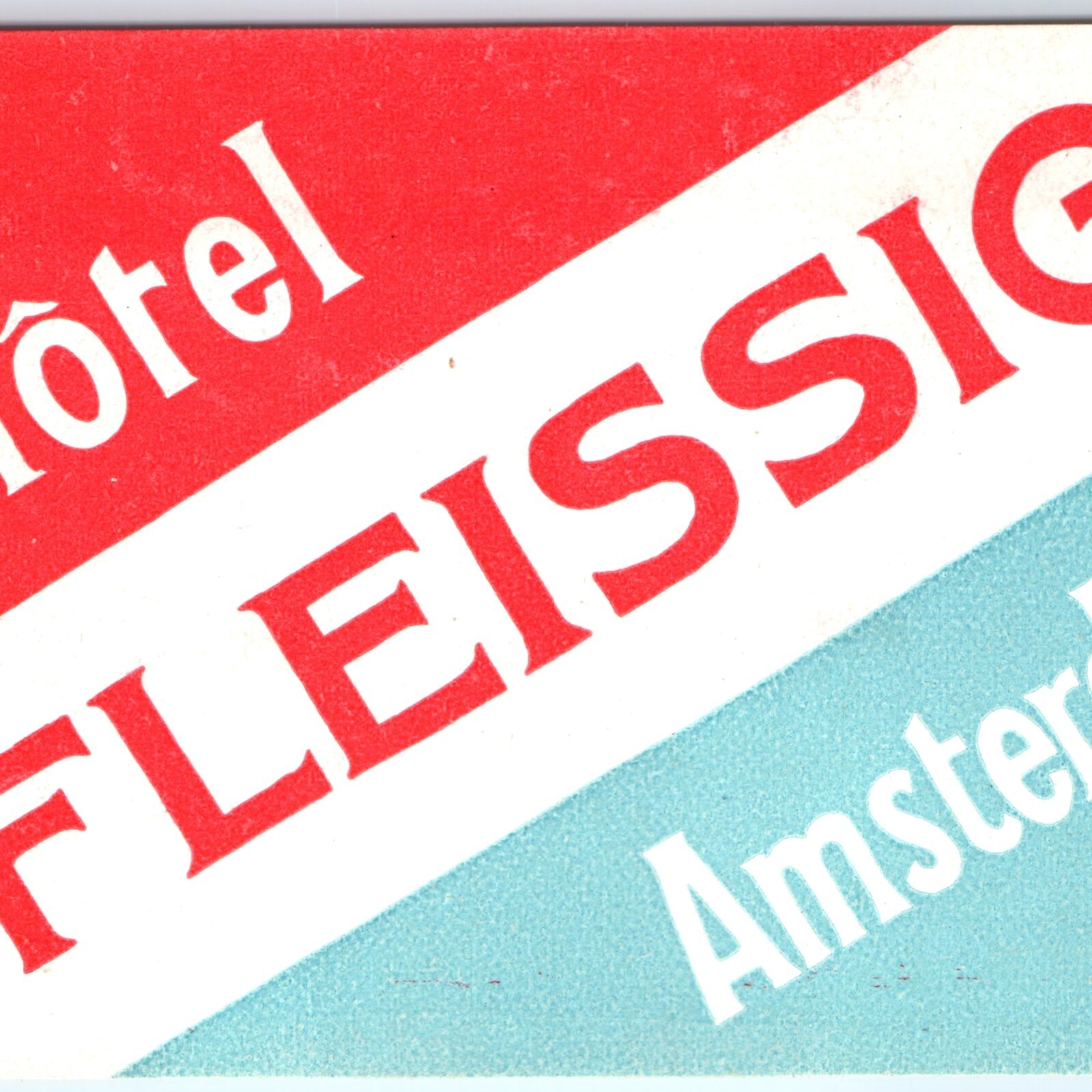 Vtg 1930s Amsterdam Hotel Fleissig Luggage Label Trunk Netherlands Holland Decal Vtg 1930s Amsterdam Hotel Fleissig Luggage Label Trunk Netherlands Holland Decal