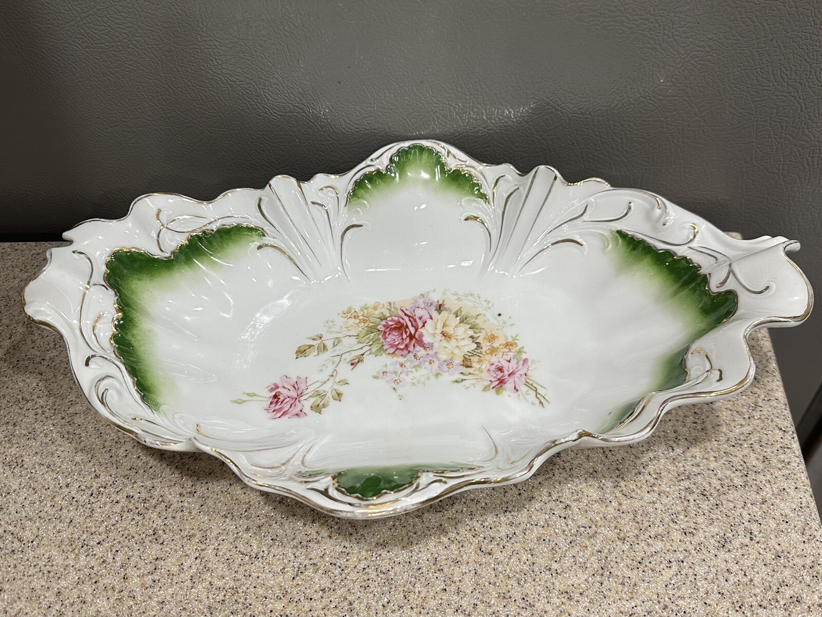 C.T. Carl Tielsch Alteasser Silesia Germany porcelain dish Antique Floral Gold