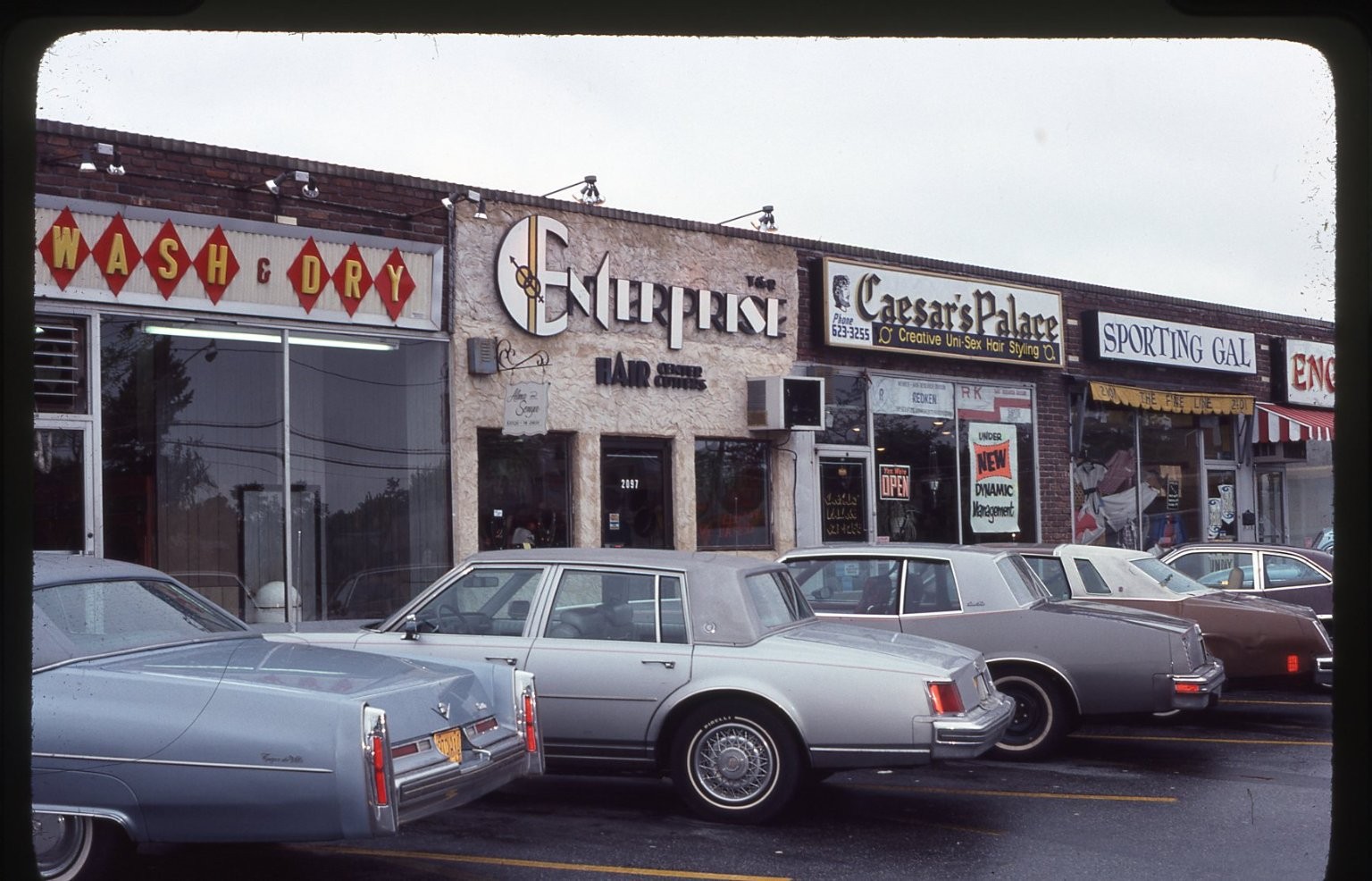 SL26 Slide 1979 Strip Mall Storefronts Caesar\'s Palace Hair NYC Cars 979a SL26 Slide 1979 Strip Mall Storefronts Caesar\'s Palace Hair NYC Cars 979a
