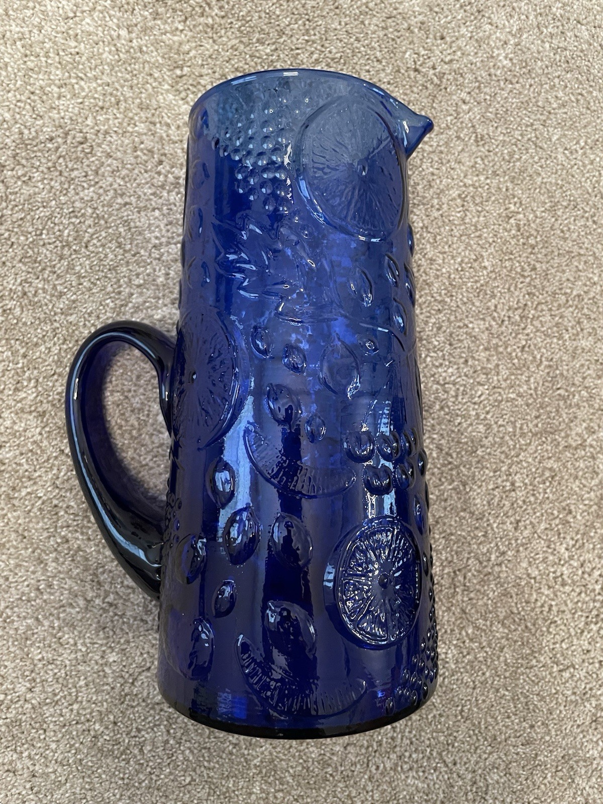 Stunning Cobalt Blue Fruit Pitcher 