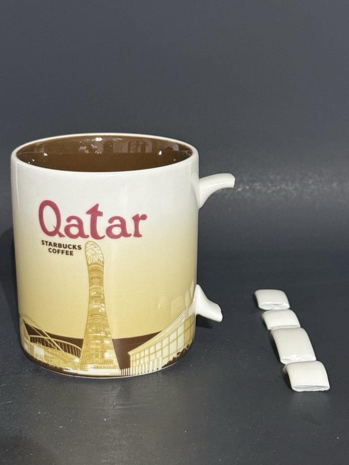 Starbucks Qatar Global Icon Mug 2011 RARE HTF 16oz - Handle Broken, All Pieces