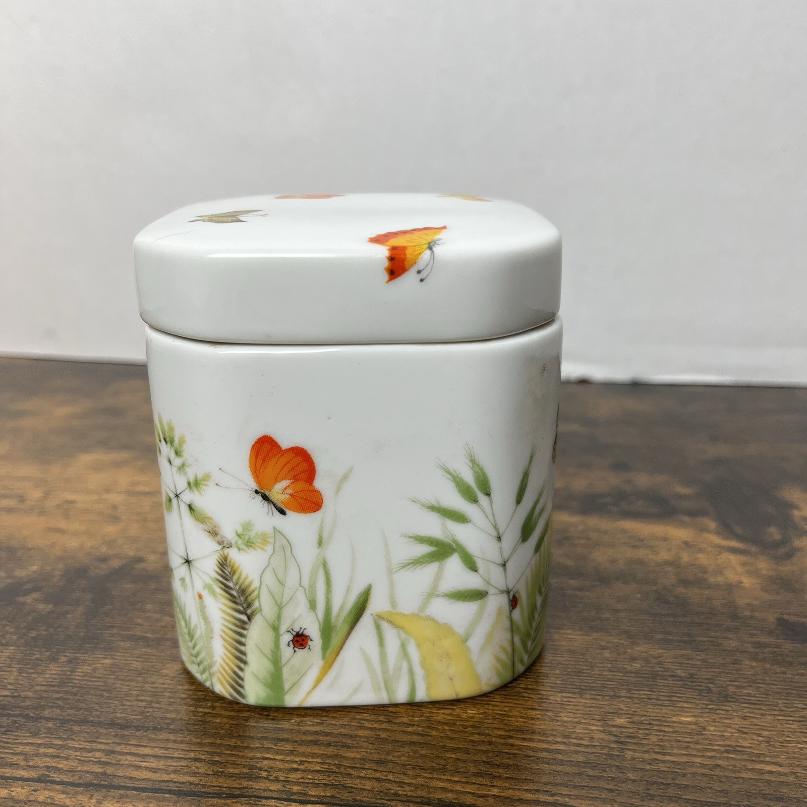 Vtg Counterpoint San Francisco Ceramic Butterfly Container Trinket Box Japan