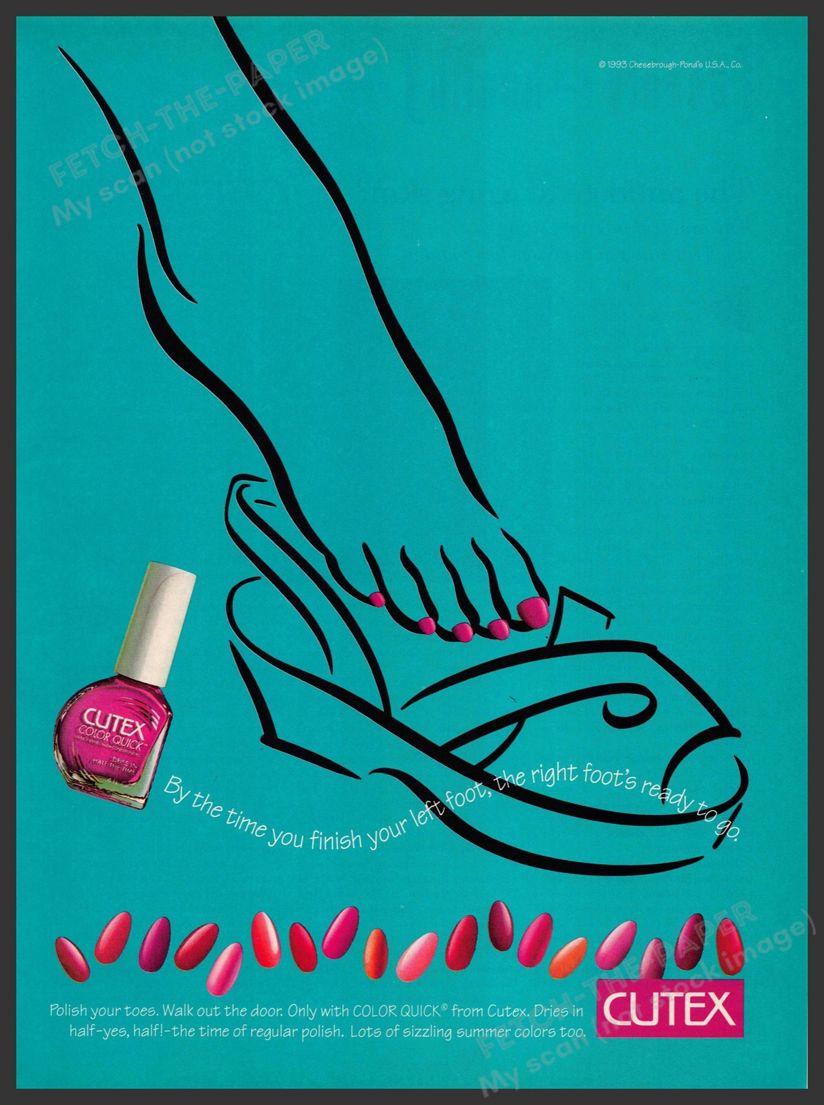 Cutex 1990s Print Advertisement 1993 Color Quick Toes Sandal Foot