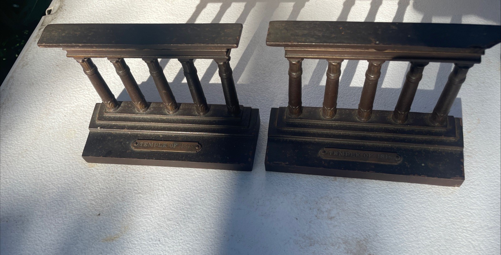 Bradley and Hubbard Antique Cast Iron Temple of Isis Bookends Pair Bradley and Hubbard Antique Cast Iron Temple of Isis Bookends Pair
