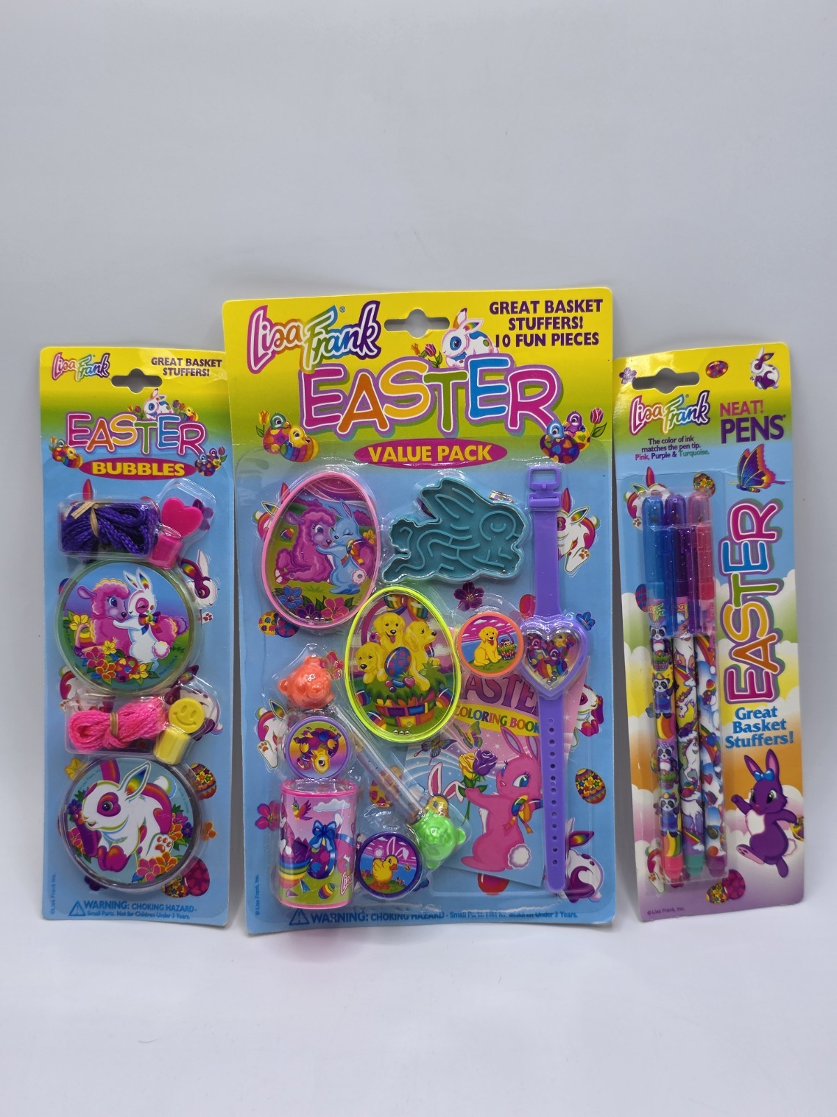 Vintage Lisa Frank NOS Easter Basket Stuffers Lot Pens Bubbles Etc Lot Of 3