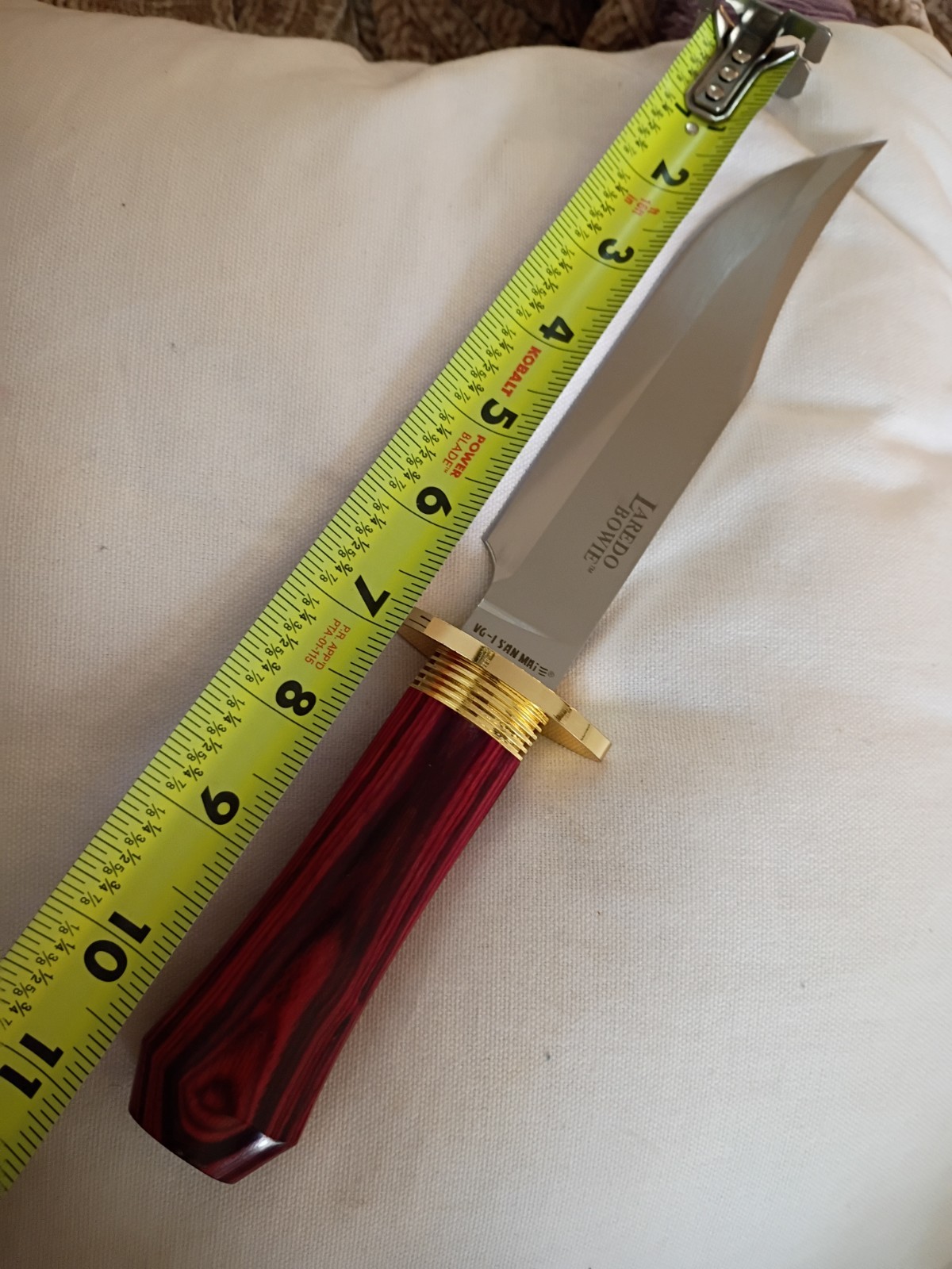 Cold Steel Laredo Bowie Brown Wood Handle Vg-1 San Mai Fixed Blade with Sheath