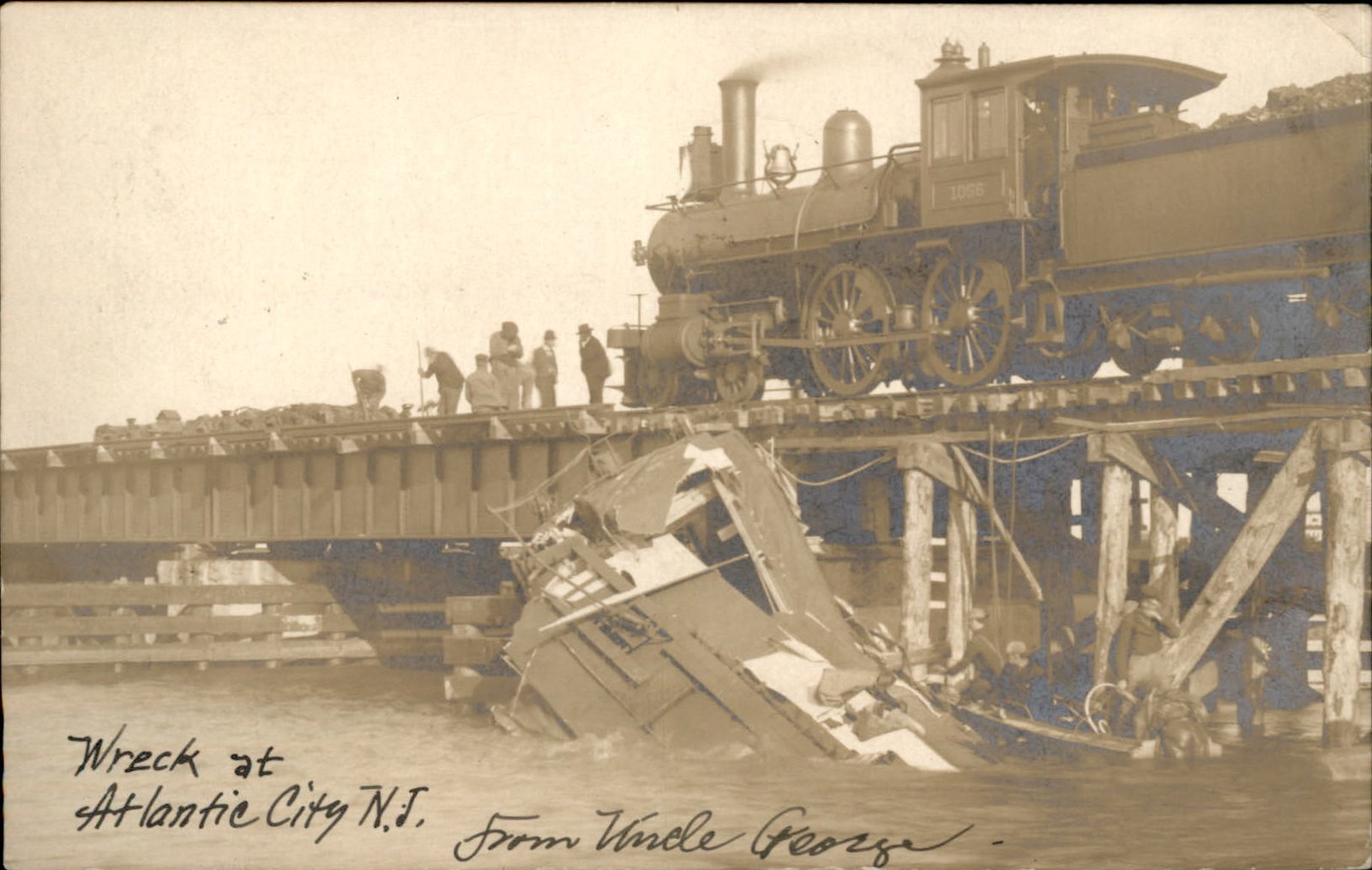 Atlantic City NJ Train Wreck HIGH QUALITY IMAGE CLOSE-UP c1910 RPPC Postcard bhn
