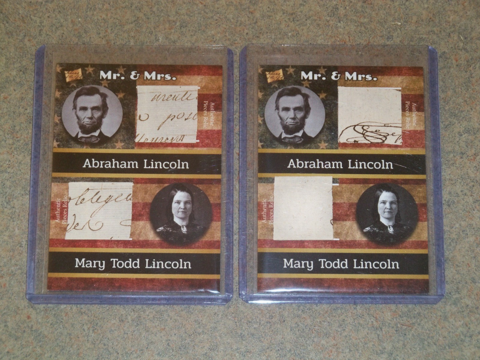 2 PIECES OF THE PAST 2020 The BAR -- Mr & Mrs LINCOLN -- Handwritten Relic