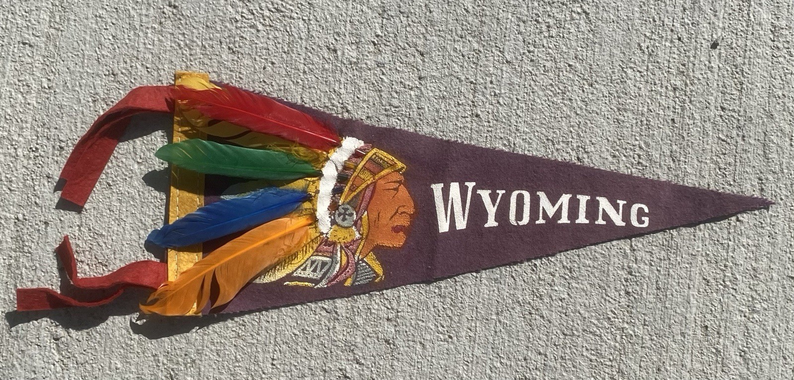 Vintage 1950’s Felt Pennant Wyoming Native American Chief 50’s Mini Flag Rare Vintage 1950’s Felt Pennant Wyoming Native American Chief 50’s Mini Flag Rare