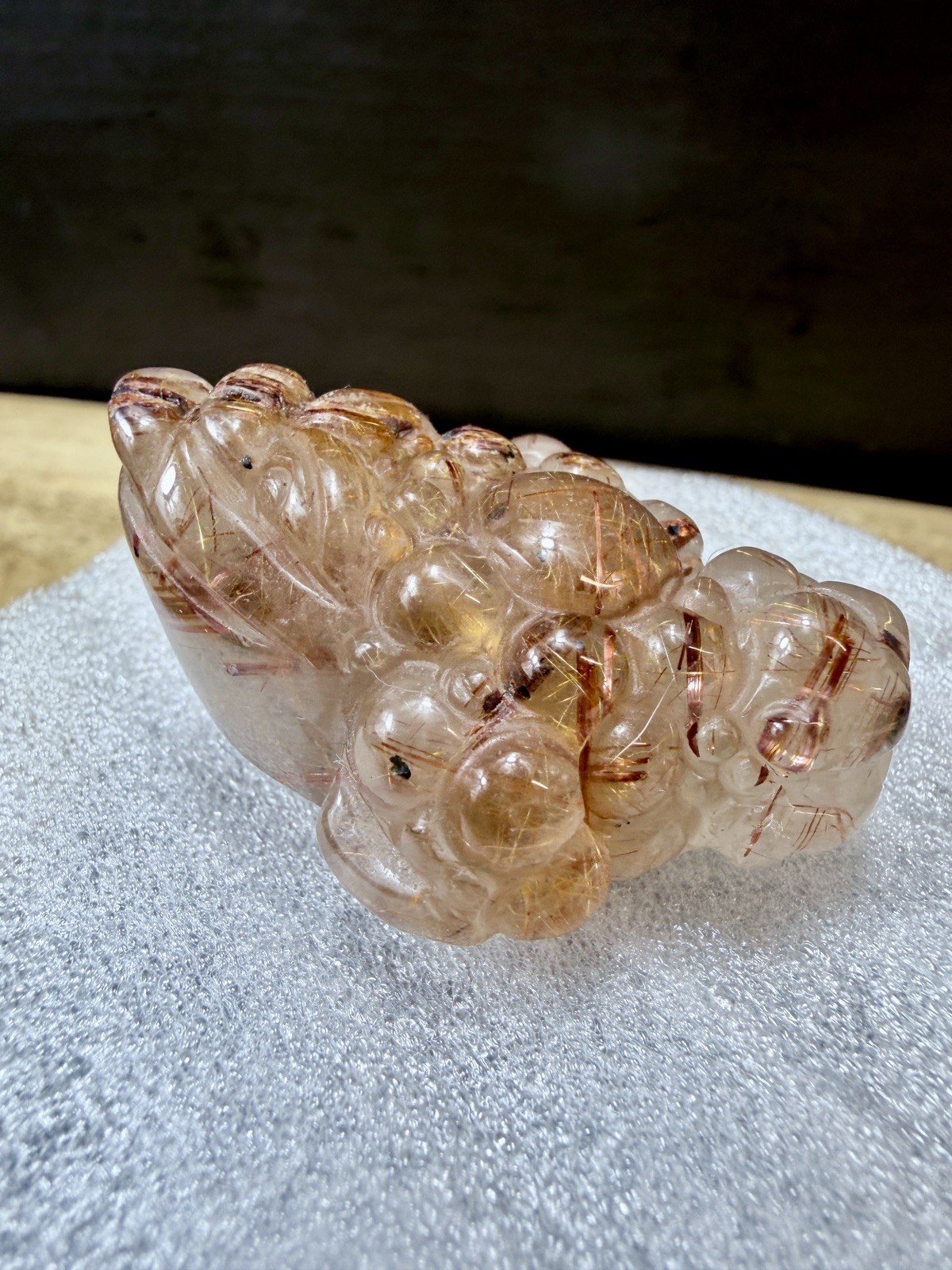 Crystal Rutilated Quartz Gold copper red Money Frog Toad 3 leg Properity 43g (1)