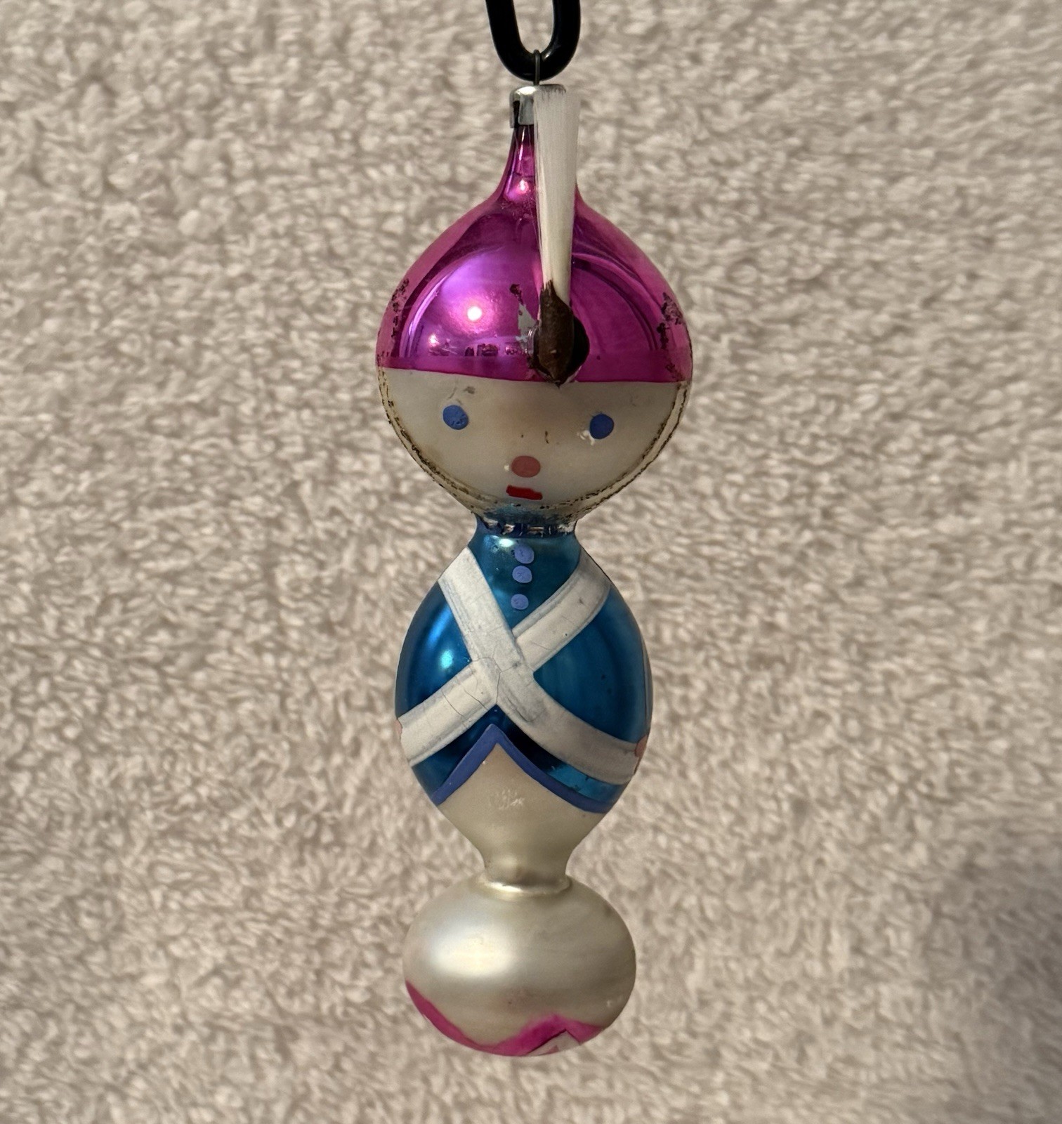 Vintage Pink&Blue Glass Solider Polish Christmas Ornament 5.75” Vintage Pink&Blue Glass Solider Polish Christmas Ornament 5.75”