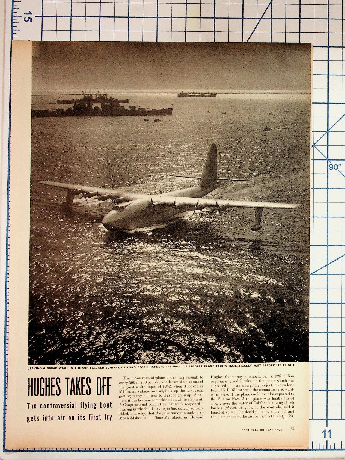 1940s Howard Hughes Spruce Goose Flying Boat Magazine Article Ad Omega Watch 1940s Howard Hughes Spruce Goose Flying Boat Magazine Article Ad Omega Watch