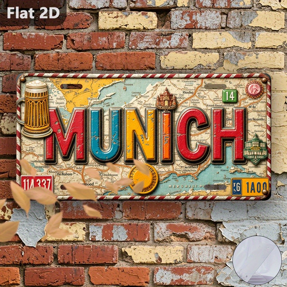 Vintage Beer Sign Munich Germany Bavarian Oktoberfest Aluminum Plaque Vintage Beer Sign Munich Germany Bavarian Oktoberfest Aluminum Plaque