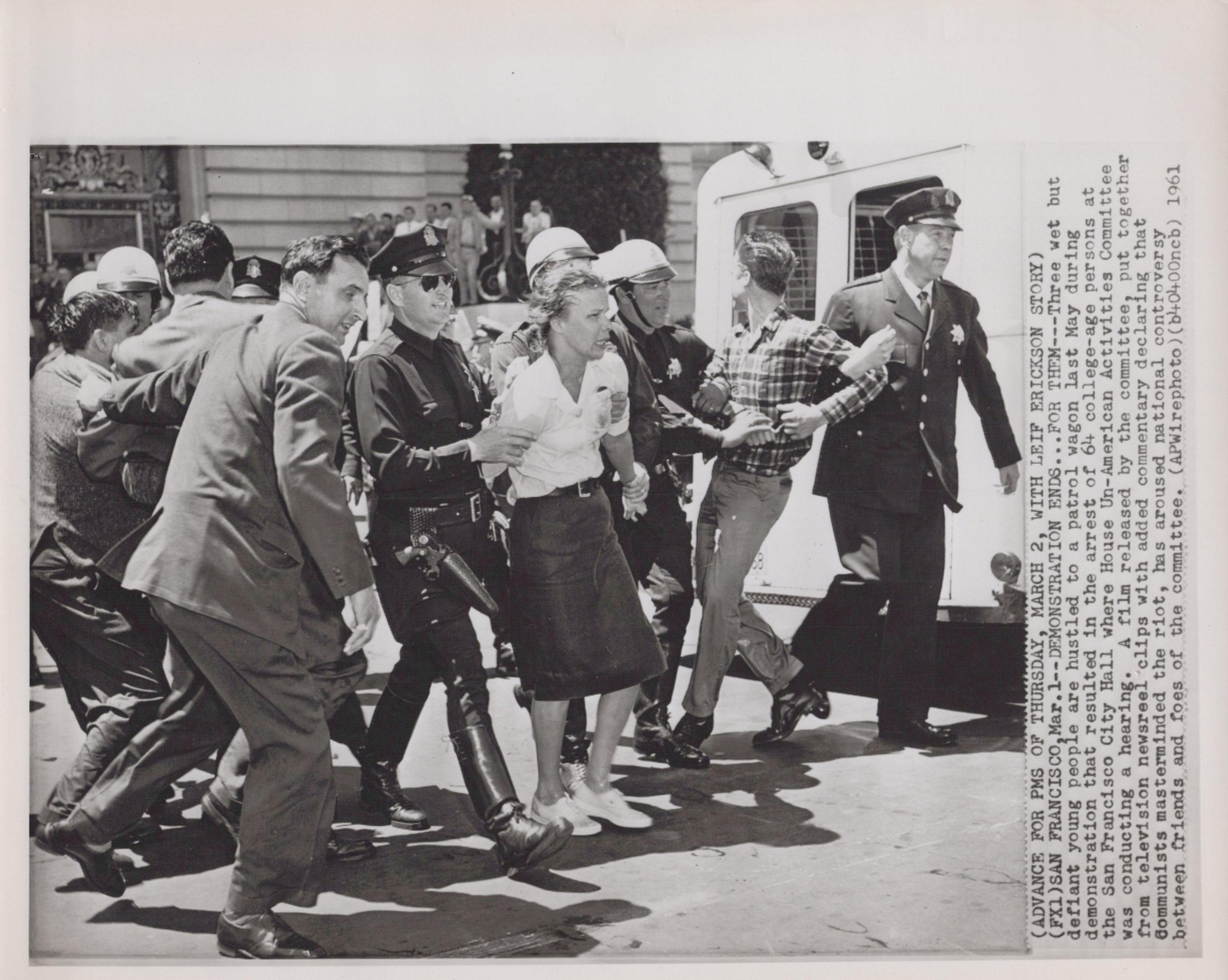 1961 San Francisco Demonstration Arrests Un-American Activities Press Photo