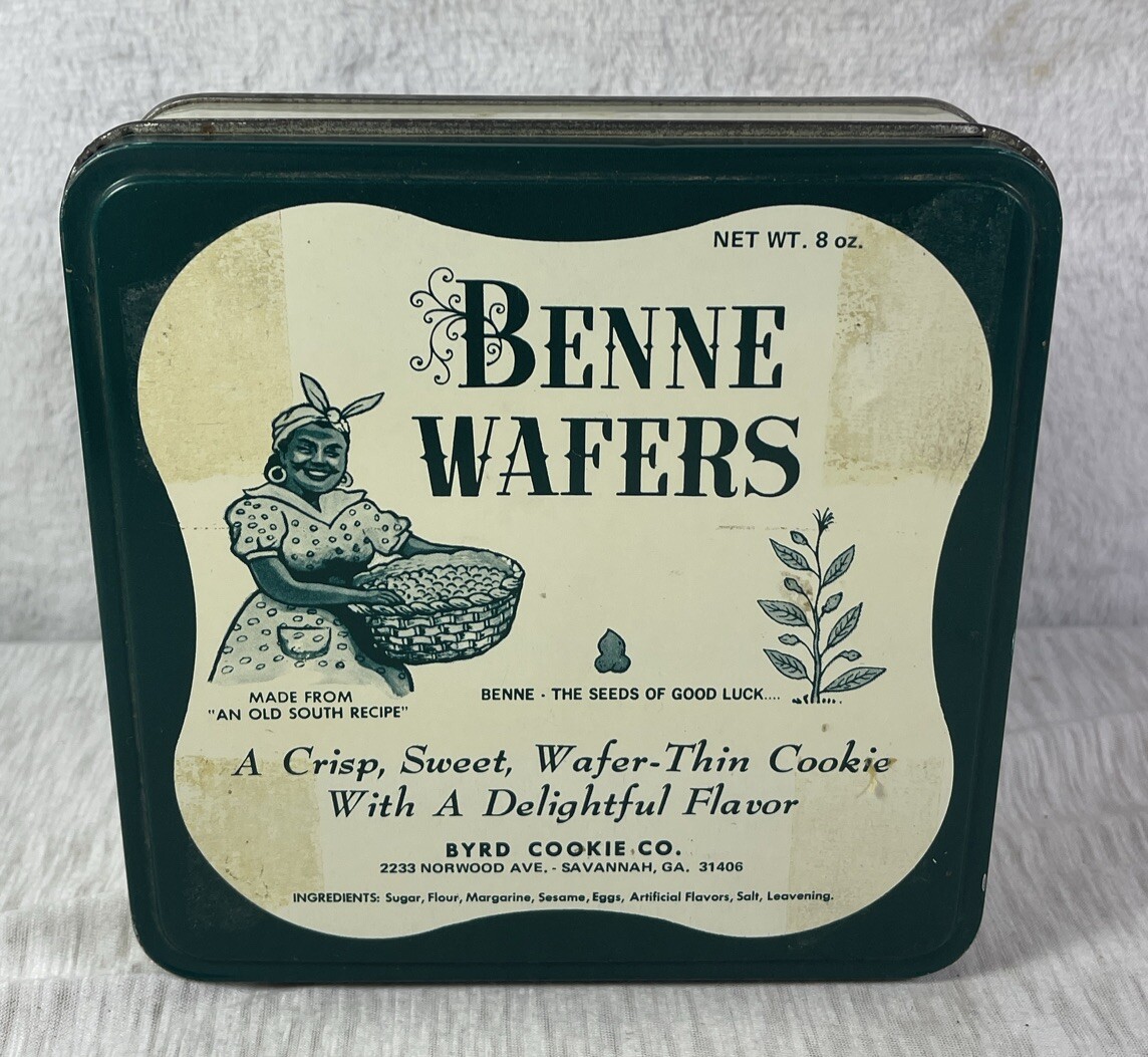 Benne Wafers Vintage Metal Tin Byrd Cookie Co. Savannah GA Empty Cookie Tin