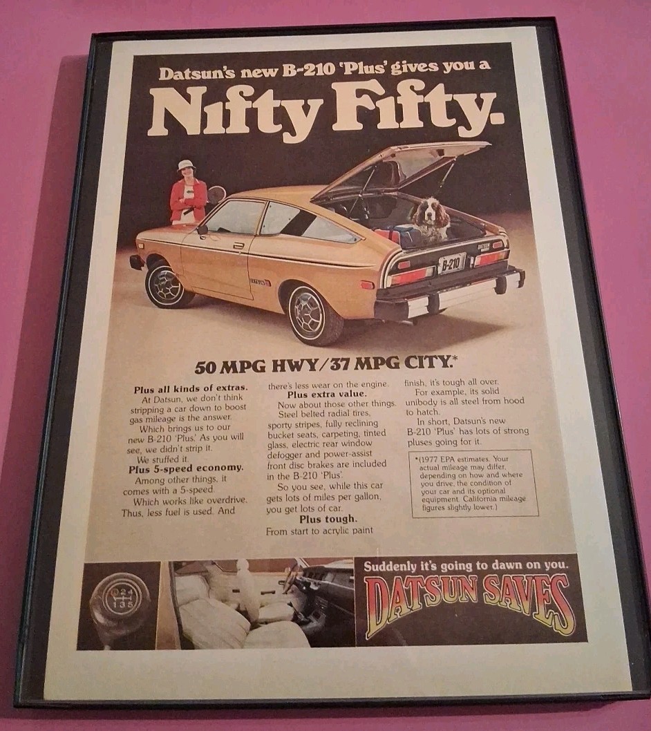 Datsun B-210 Plus Framed Print Ad 1978 8.5X11