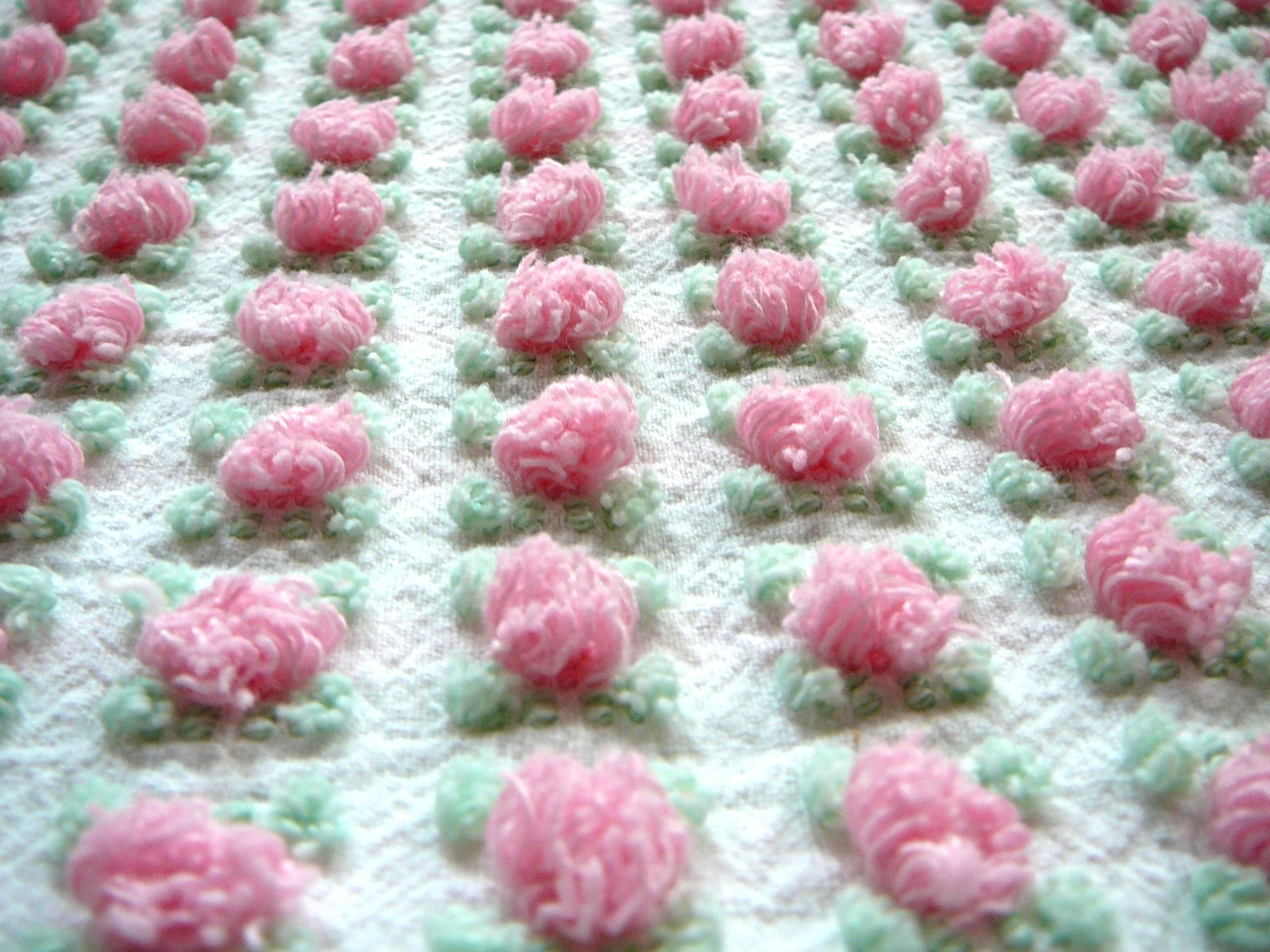 Vtg Morgan Jones Pink Rosebud Bedspread Fabric Piece 24X18 Inches Excellent A+