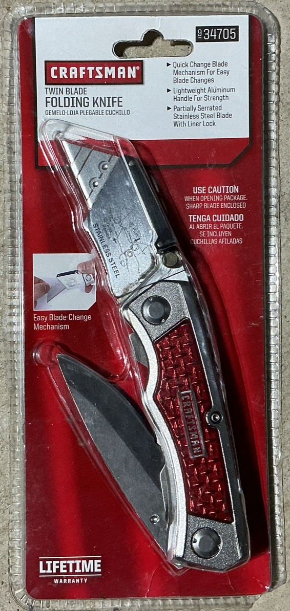 CRAFTSMAN 34705 Twin Blade Folding Utility Knife  Red