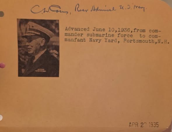 AUTOGRAPH --Rear Admiral Cyrus Willard Cole AUTOGRAPH --Rear Admiral Cyrus Willard Cole