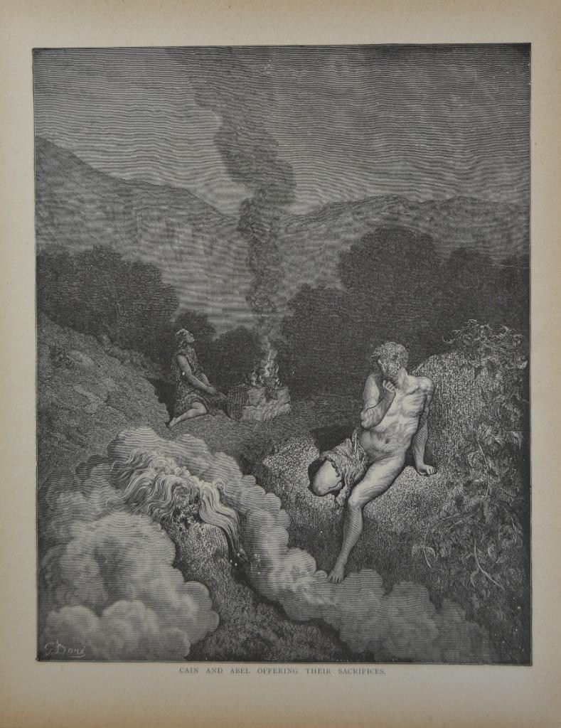 Gustave Dore Religious Art Cain and Able Sacrifices Art Antique 1880 History Gustave Dore Religious Art Cain and Able Sacrifices Art Antique 1880 History