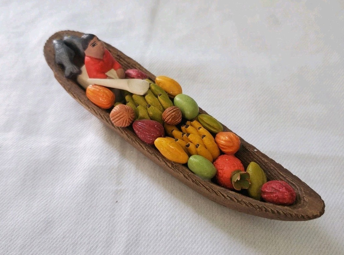 VTG TALAT NAM FLOATING BOAT MARKET SOUTH ASIA INDIA THAILAND FRUIT FISH FOLK ART