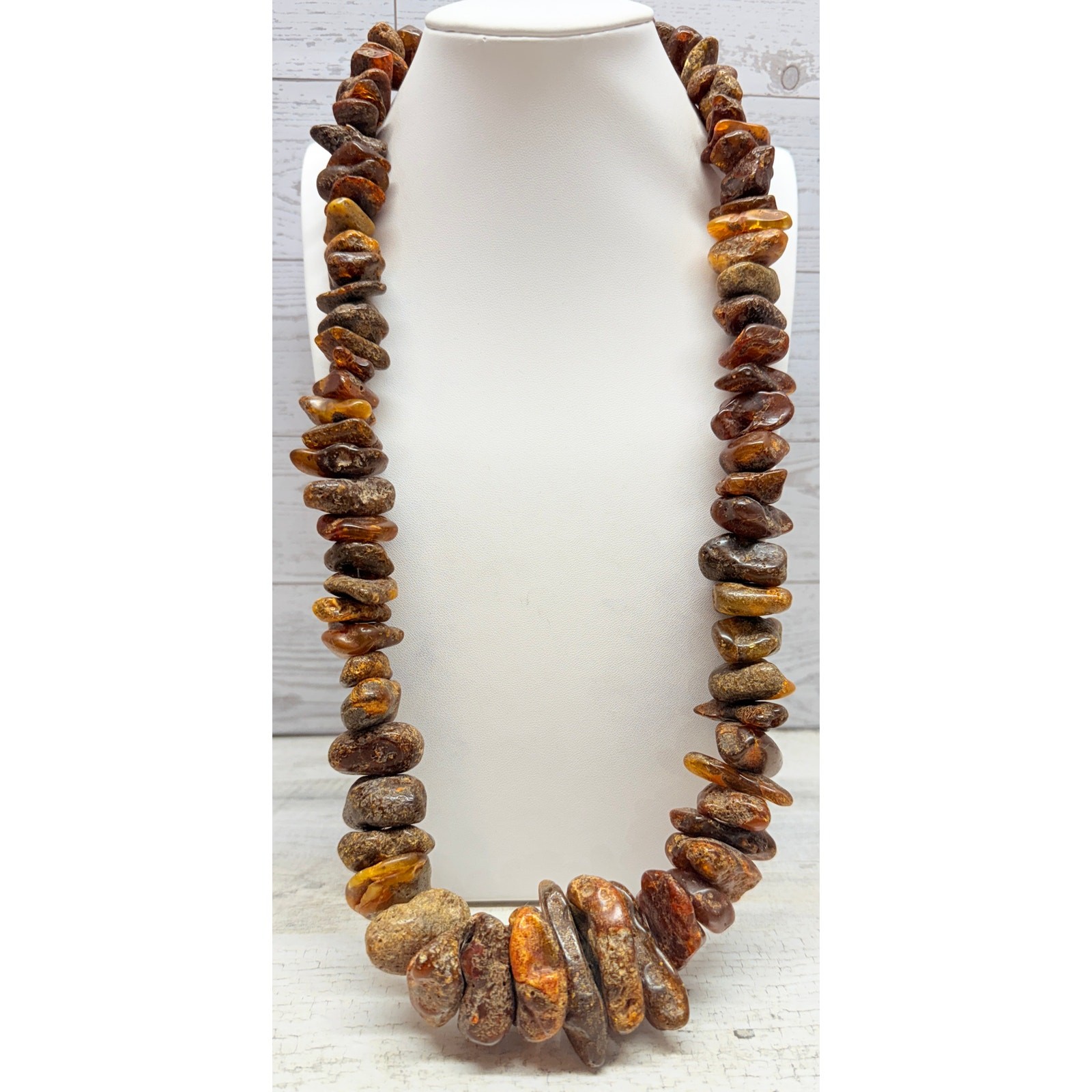 Antique 1910s Persian Trade Natural Raw Baltic Amber Bead Necklace 202 Grams Antique 1910s Persian Trade Natural Raw Baltic Amber Bead Necklace 202 Grams