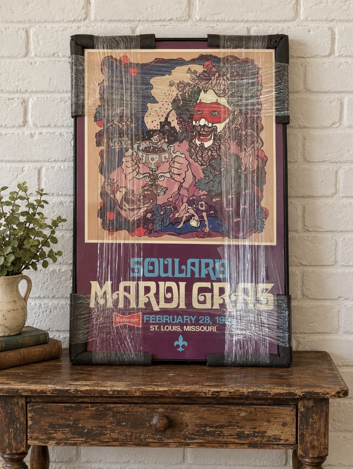 Vintage 1995 Soulard Mardi Gras Poster St Louis Missouri Framed Matted Art Print Vintage 1995 Soulard Mardi Gras Poster St Louis Missouri Framed Matted Art Print