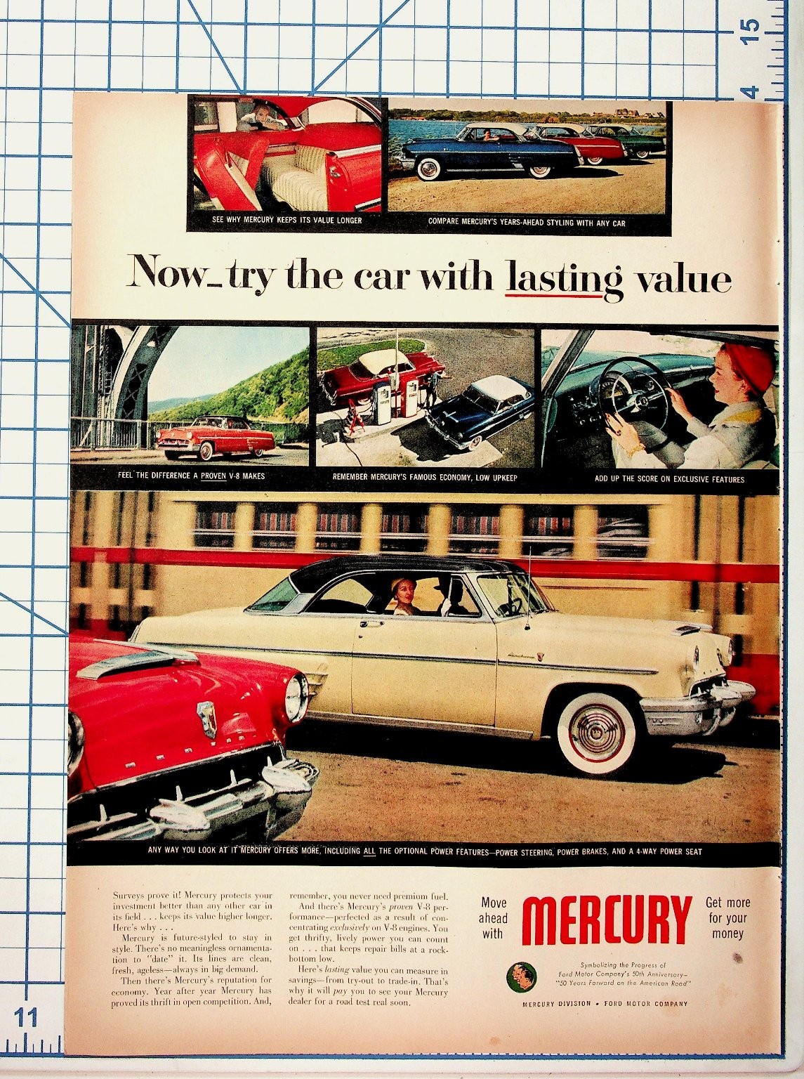 Vintage 1953 Mercury Car Ad - Ford 50th Anniversary Original Magazine Print Vintage 1953 Mercury Car Ad - Ford 50th Anniversary Original Magazine Print