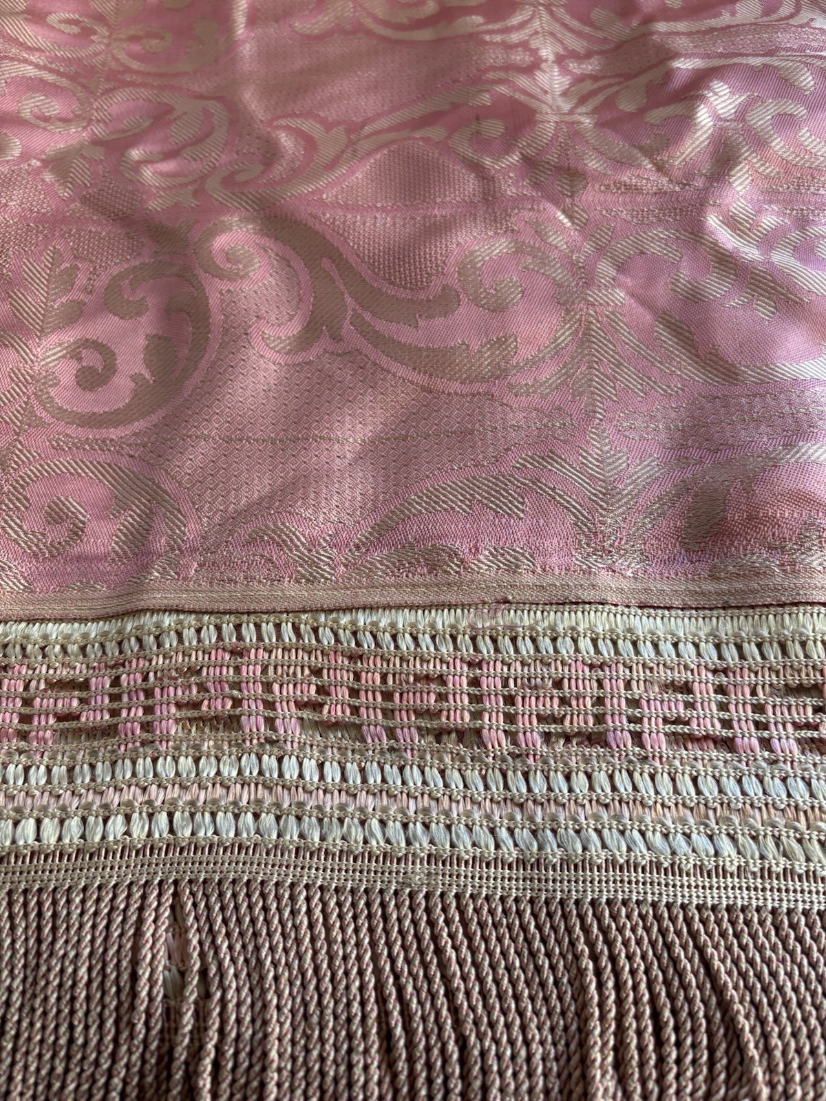 Vtg. Italian Wedding Coverlet-Full/Queen, Woven Satin Blend ?- Dusty Rose/Cream Vtg. Italian Wedding Coverlet-Full/Queen, Woven Satin Blend ?- Dusty Rose/Cream