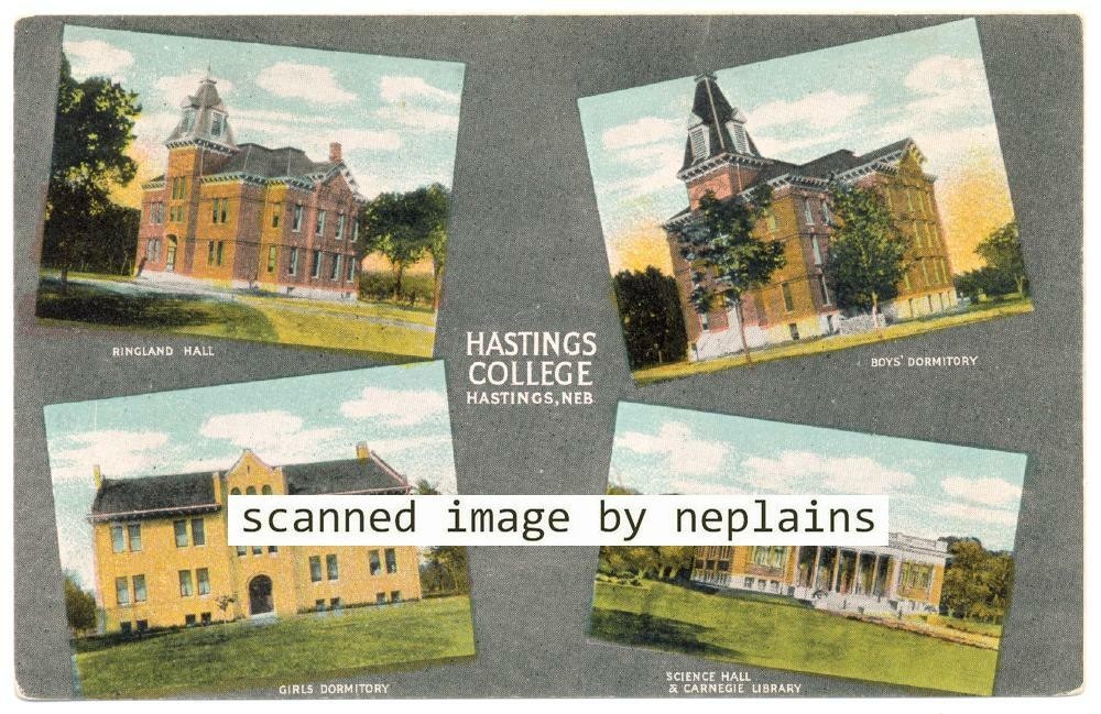Hastings, Nebraska - Hastings College, Halls, Dorms, Science, Library - ca.1910 Hastings, Nebraska - Hastings College, Halls, Dorms, Science, Library - ca.1910